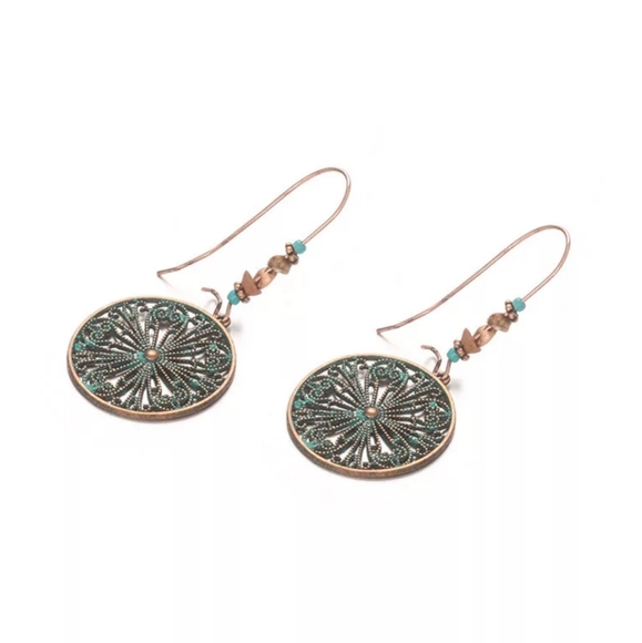 🔹️Ethnic Panterened Green Earrings - Picture 4 of 5